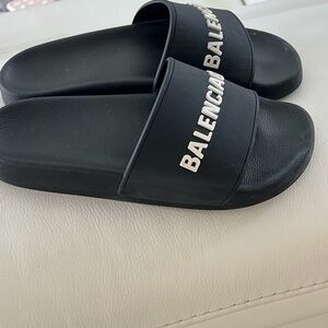 Balenciaga Black Logo Slides